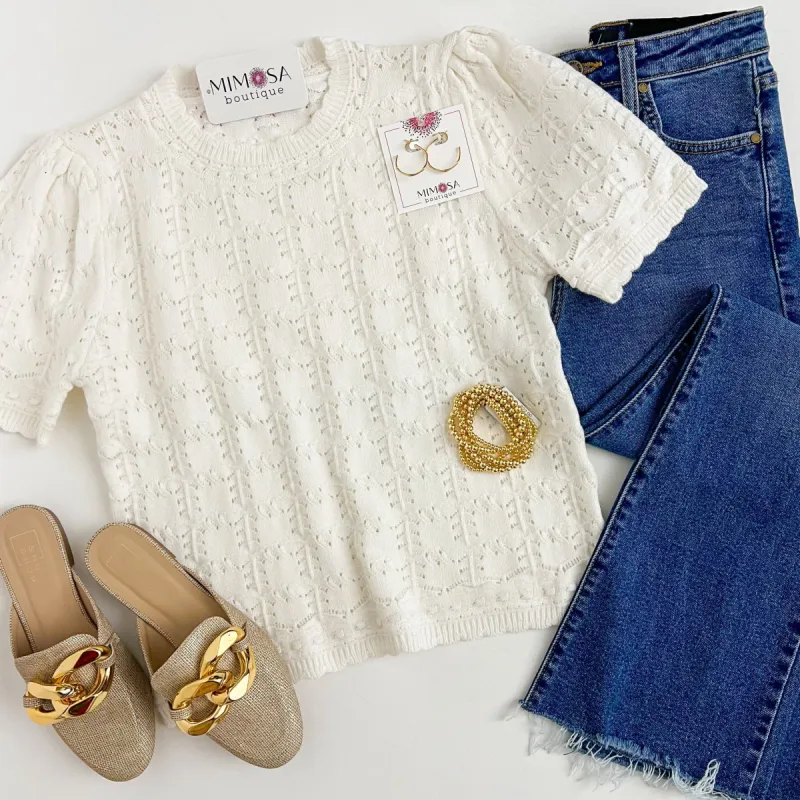 Gardenia Crochet Knit Top sold by Mimosa