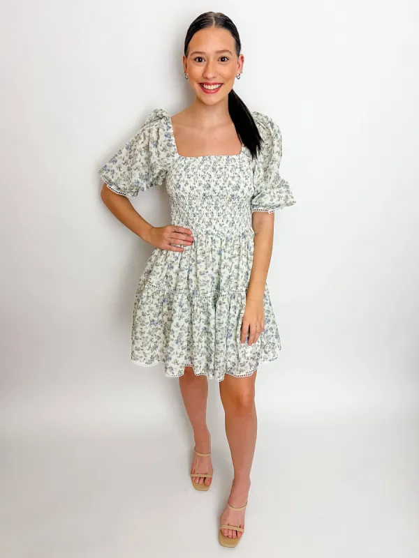 Emery Floral Tiered Mini Dress sold by Mimosa