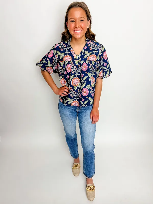 Chrysanthemum Puff Sleeve Blouse sold by Mimosa