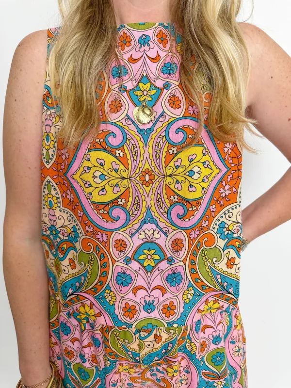 Trippy Paisley Linen Crop Tank sold by Mimosa
