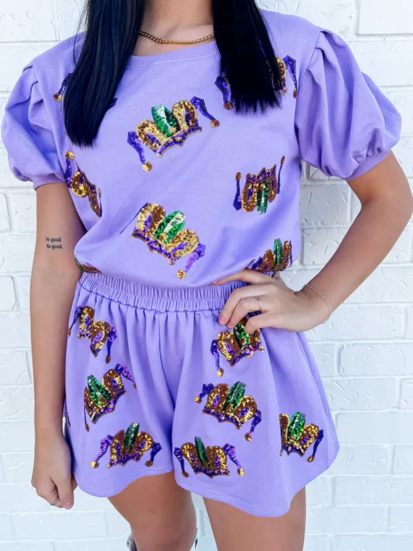 Sequin Jester Puff Sleeve Top sold by Mimosa