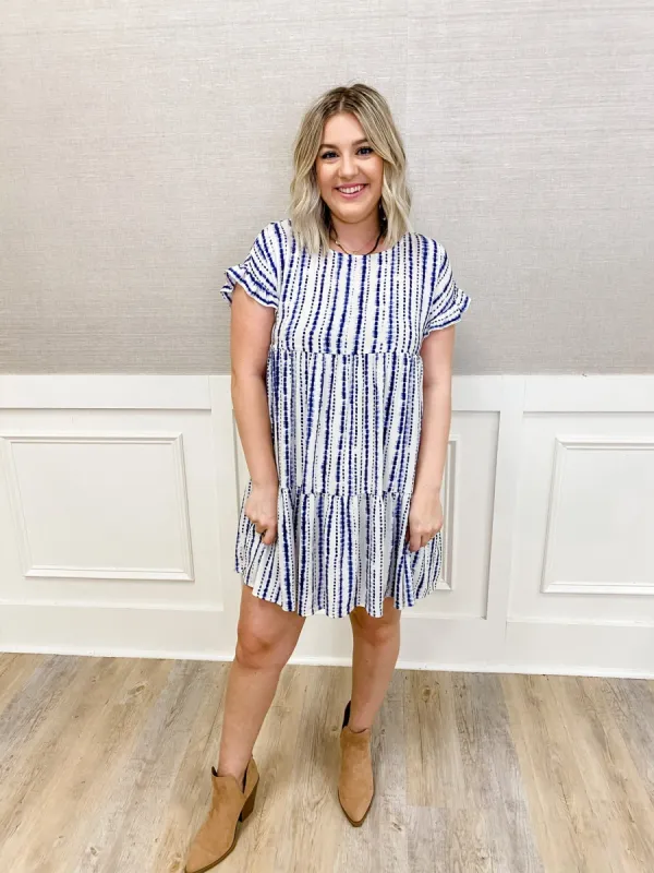 Printed Ruffle Sleeve Babydoll Dress sold by Mimosa