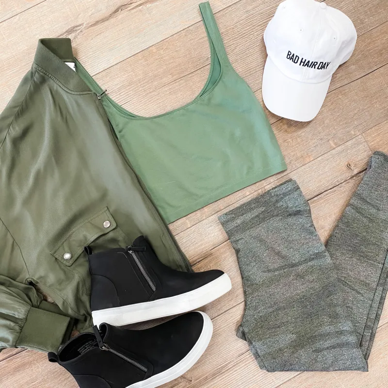 Scoop Neck Crop Army sold by Mimosa