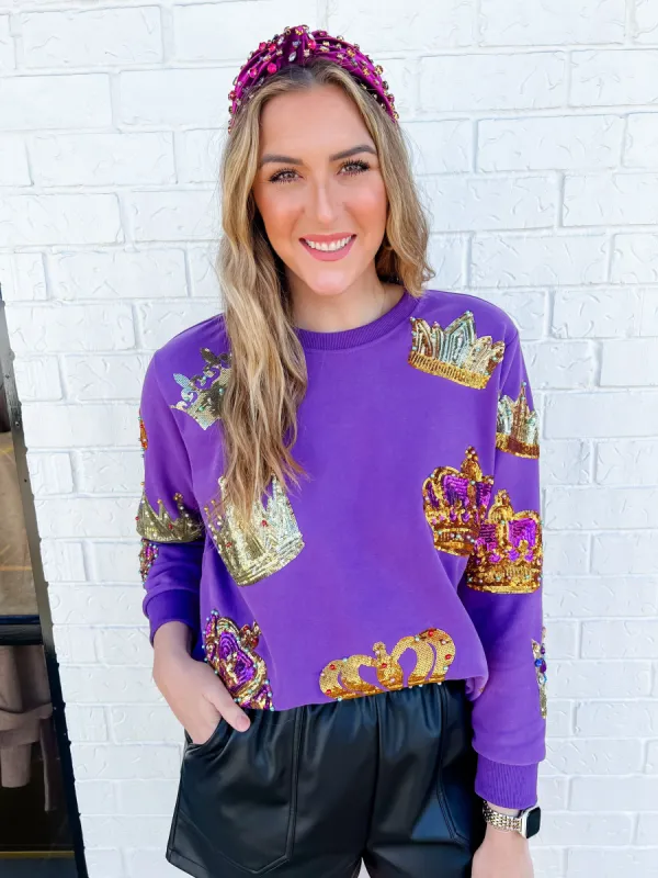Crown Sequin Sweatshirt sold by Mimosa