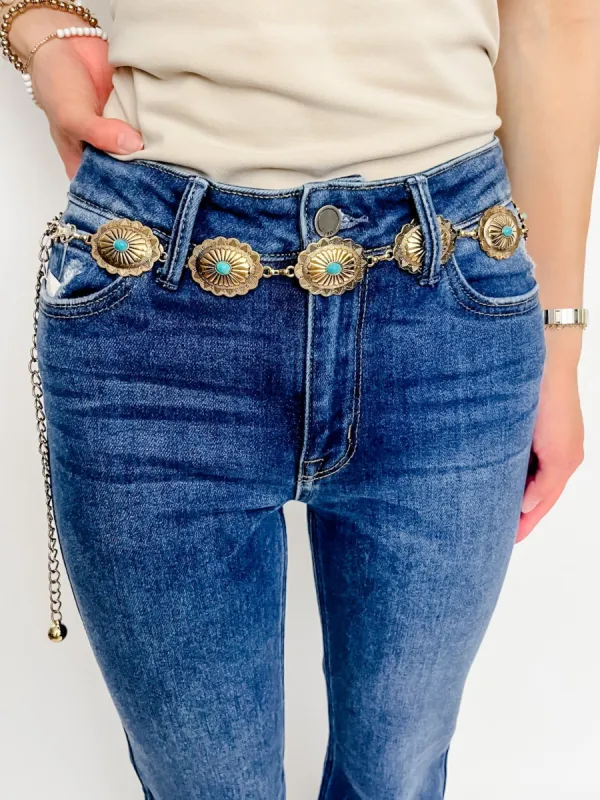 Turq Scallop Chain Belt sold by Mimosa