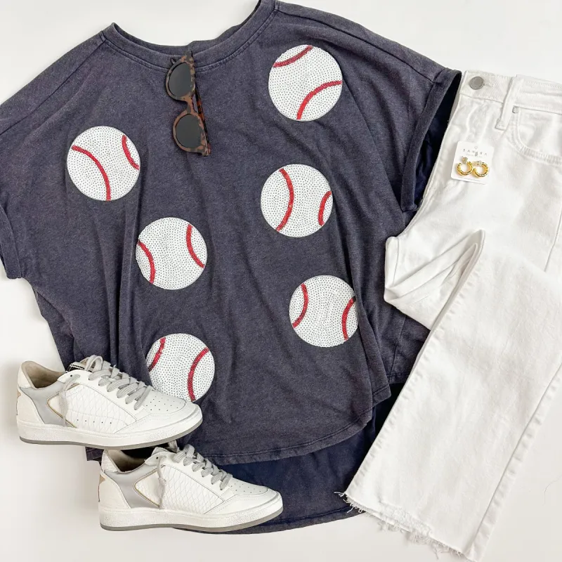 Sequin Baseball Patch Tee sold by Mimosa