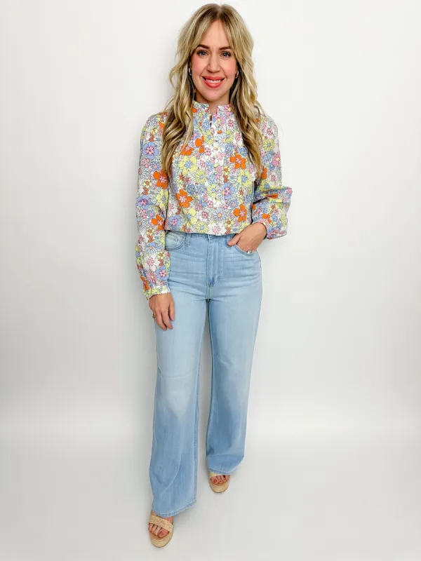 Reno Floral Pintuck Blouse sold by Mimosa