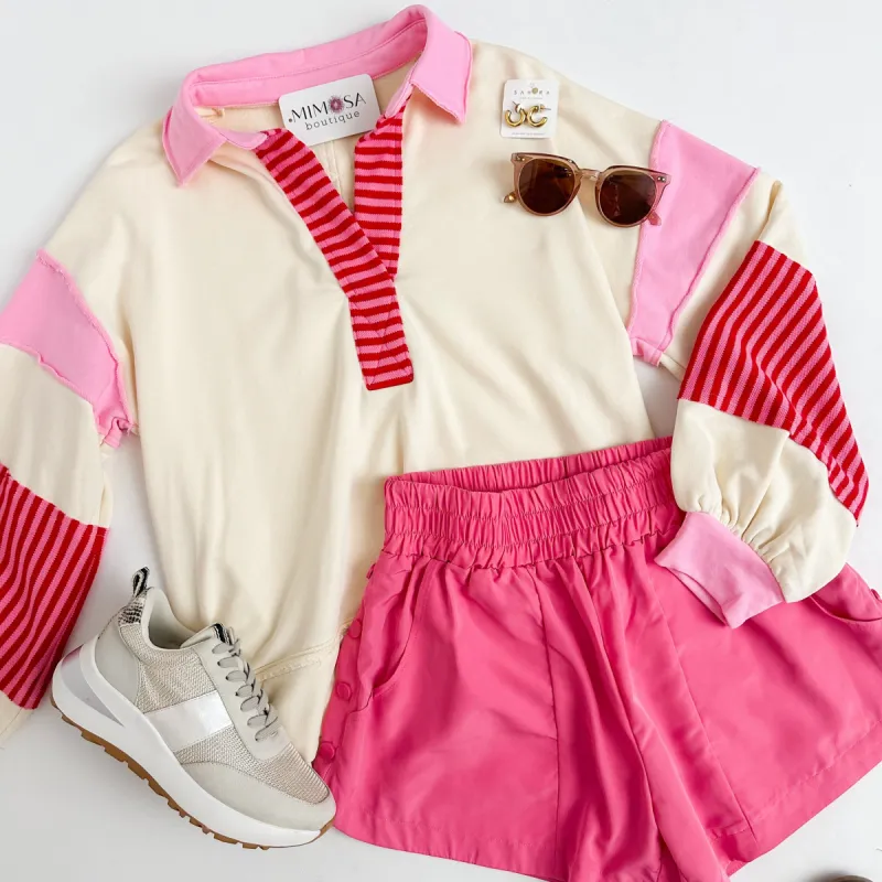 Striped Perfection Pullover sold by Mimosa