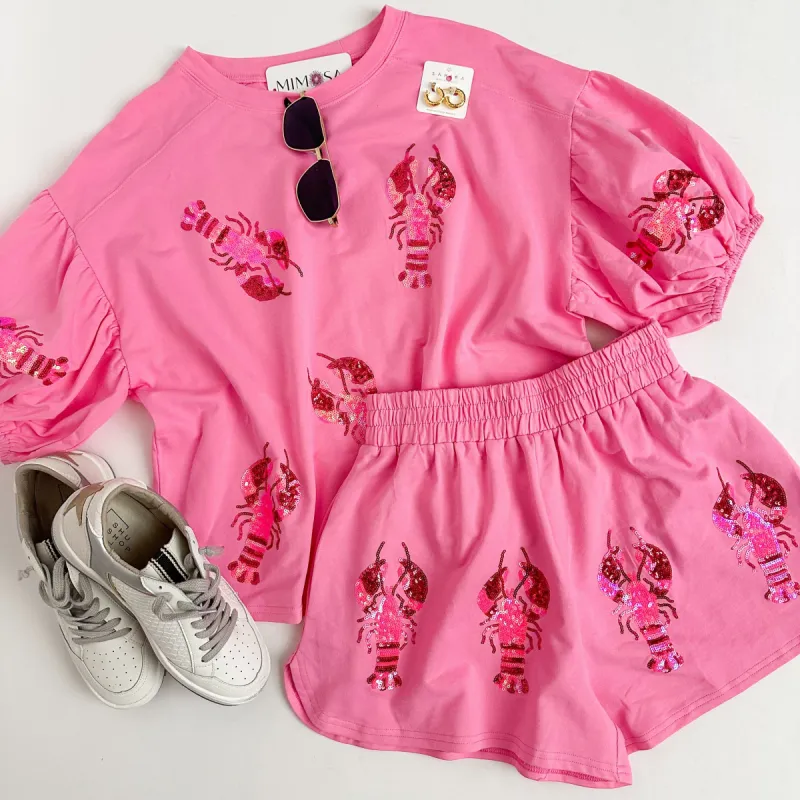 Sequin Crawfish Puff Sleeve Top sold by Mimosa