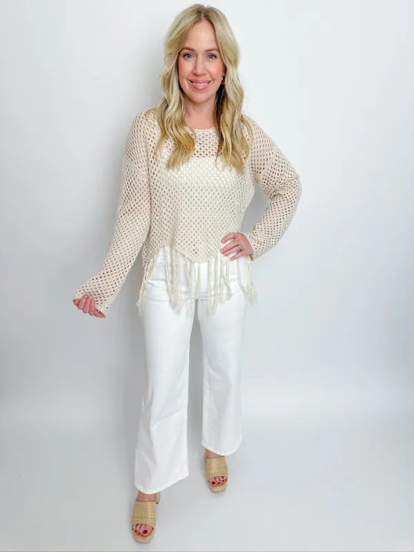 Zig Zag Hem Open Crochet Top sold by Mimosa