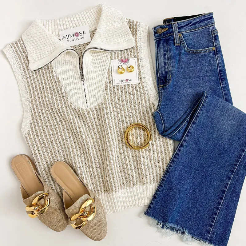 Everleigh Half Zip Sweater Vest sold by Mimosa