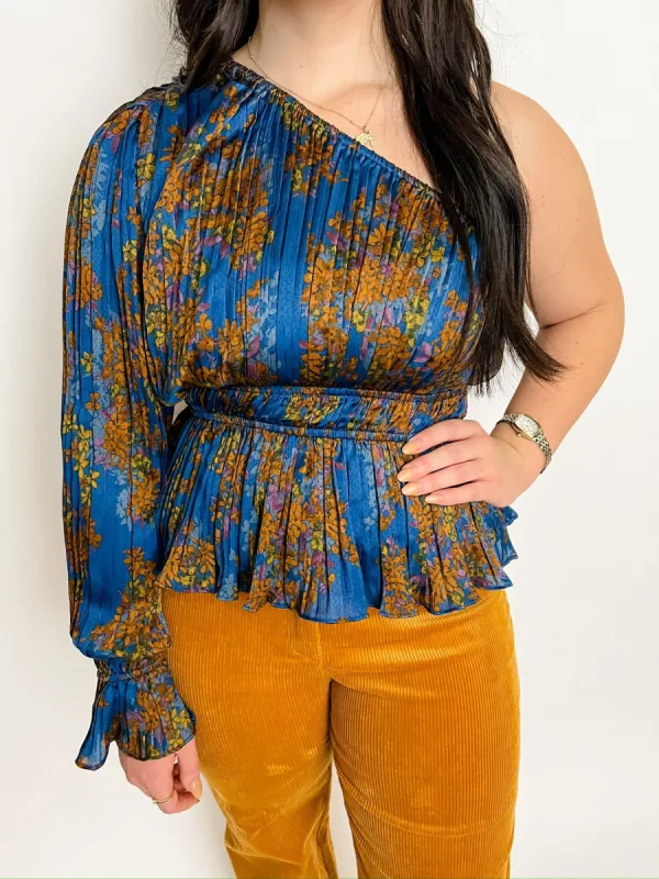 Anya Pleated One Sleeve Blouse sold by Mimosa