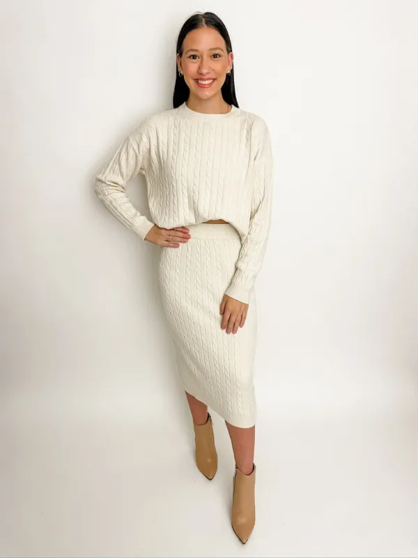 Wimberley Cable Knit Midi Skirt sold by Mimosa