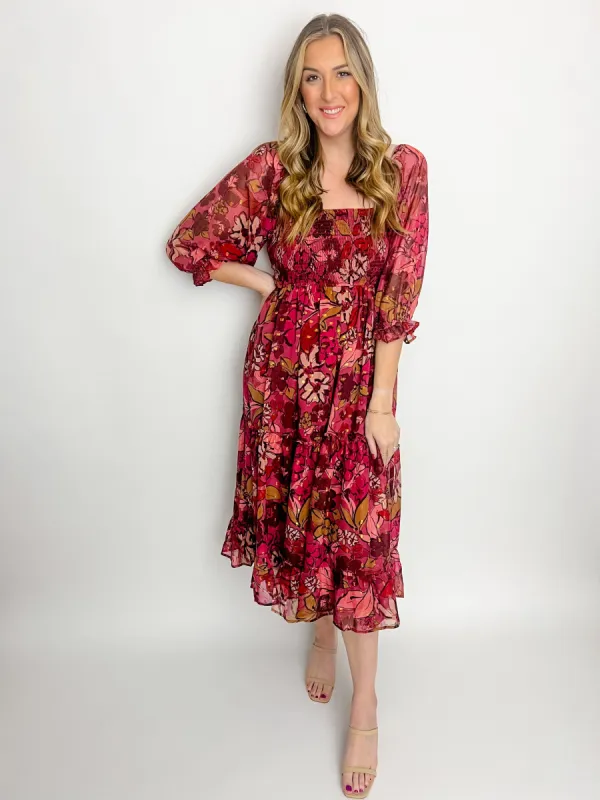 Cassandra Floral Midi Dress sold by Mimosa