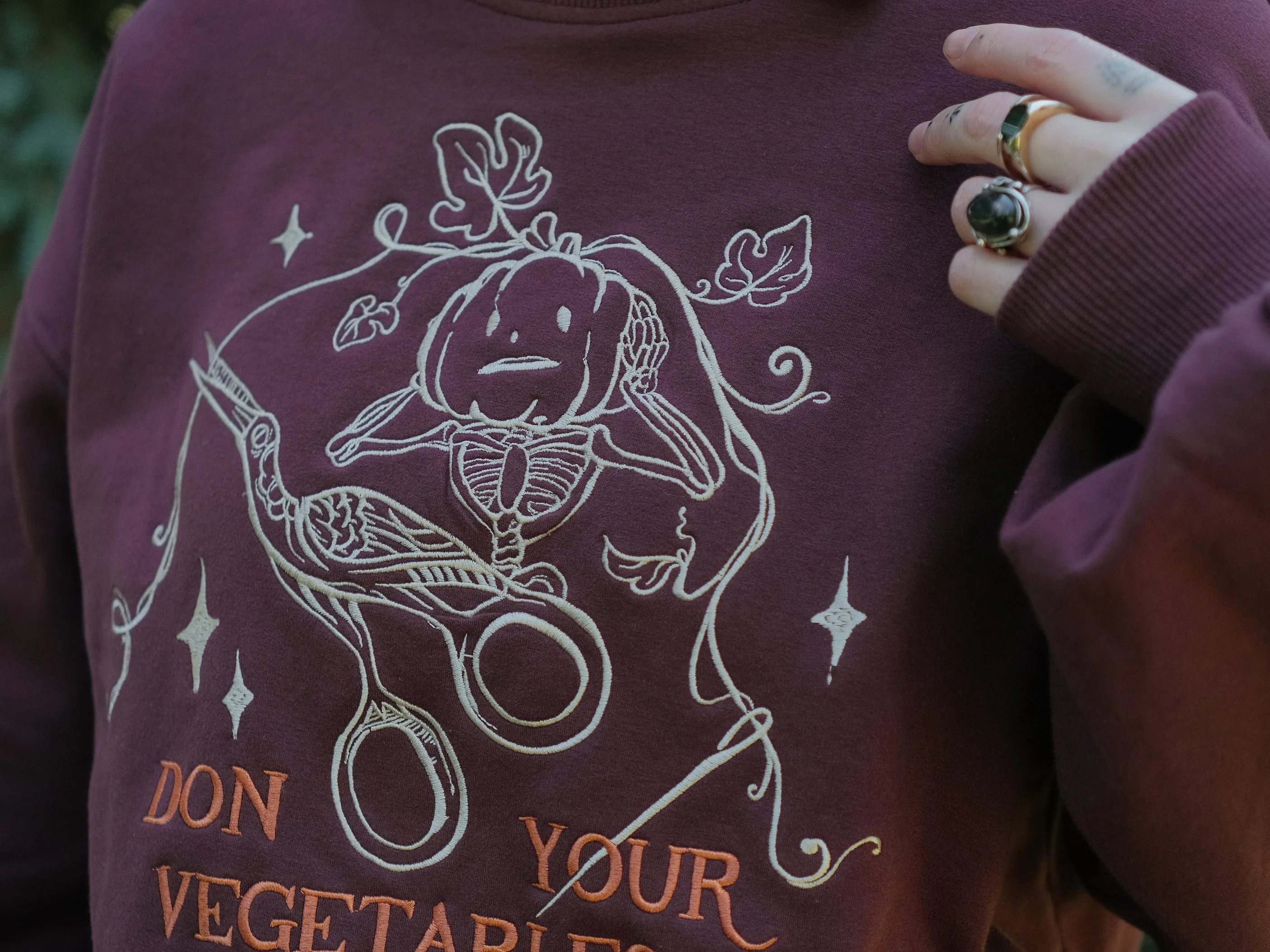 Don your Vegetables Crewneck // Cherry Wine sold by Knock Thrice product image thumbnail 4