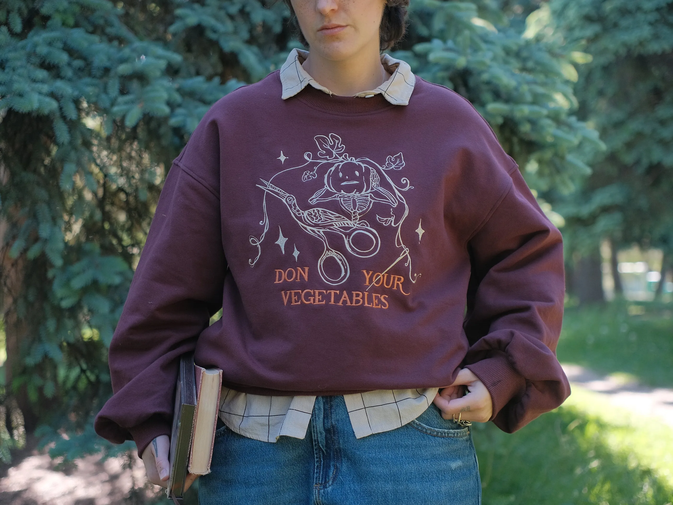 Don your Vegetables Crewneck // Cherry Wine sold by Knock Thrice product image thumbnail 3