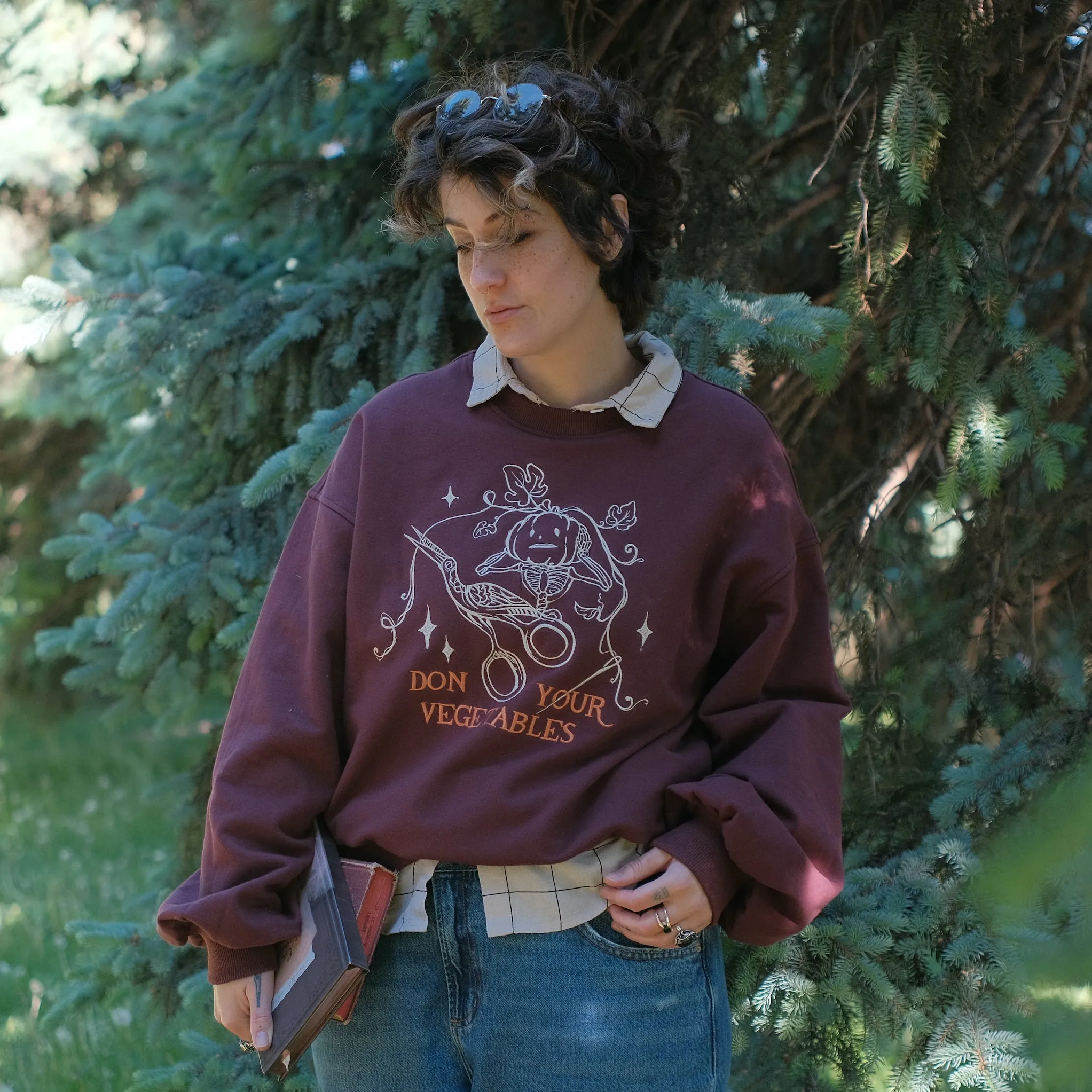 Don your Vegetables Crewneck // Cherry Wine sold by Knock Thrice