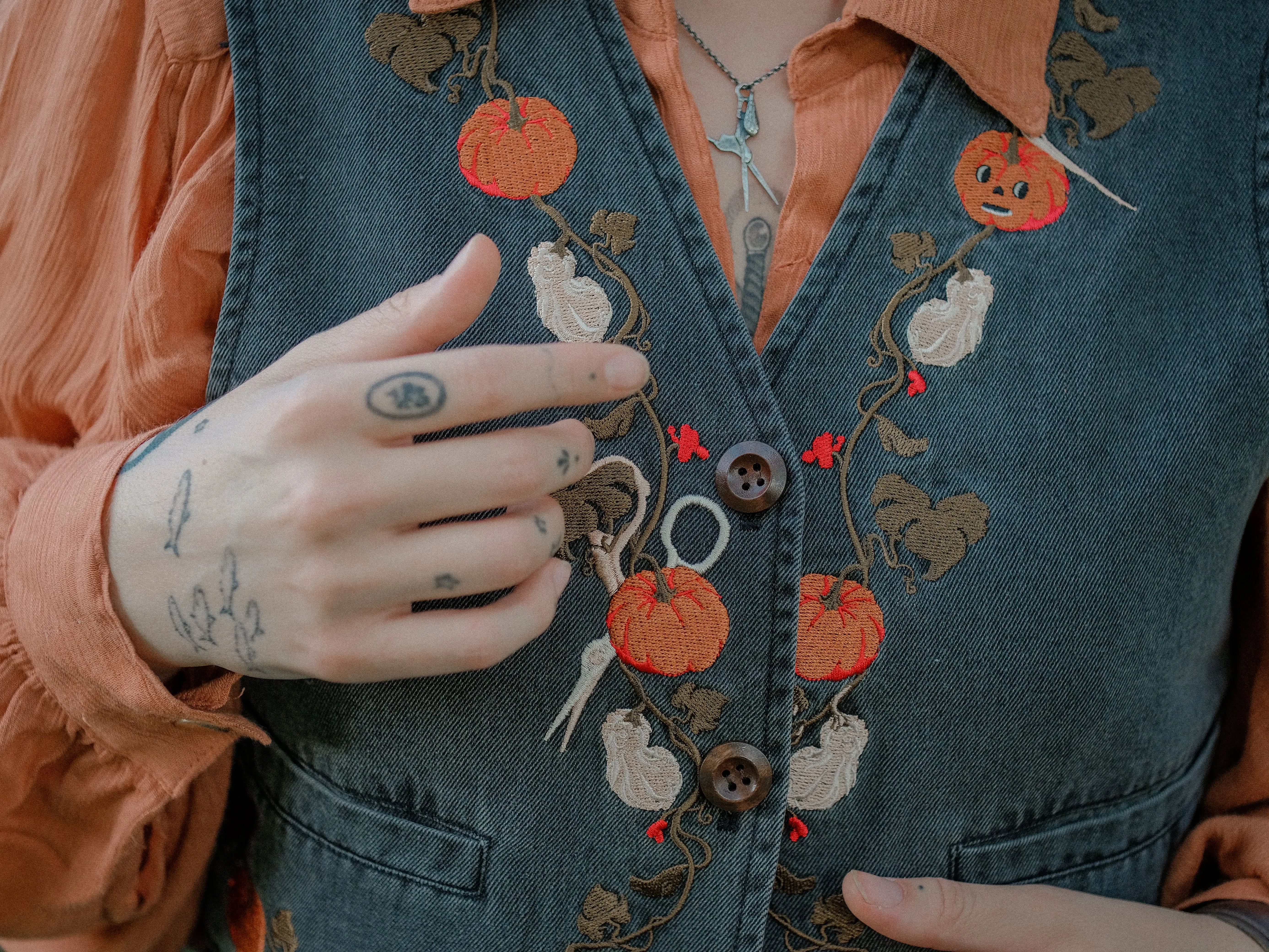 October Nights // Cropped Vintage-Wash Denim Vest sold by Knock Thrice product image thumbnail 5