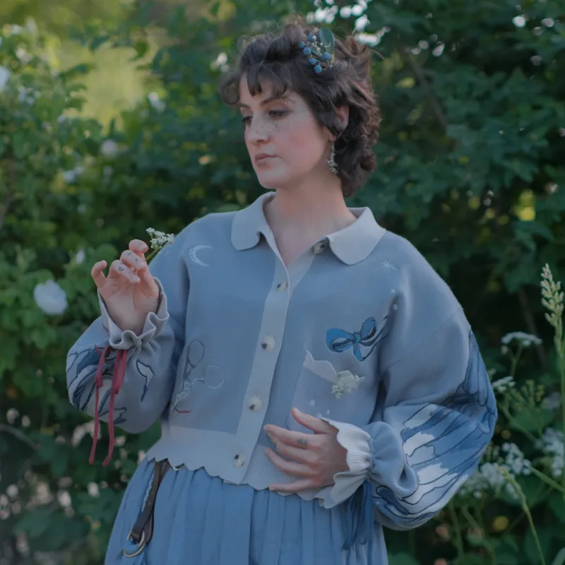 Bluebird's Curse // Embroidered Cardigan sold by Knock Thrice