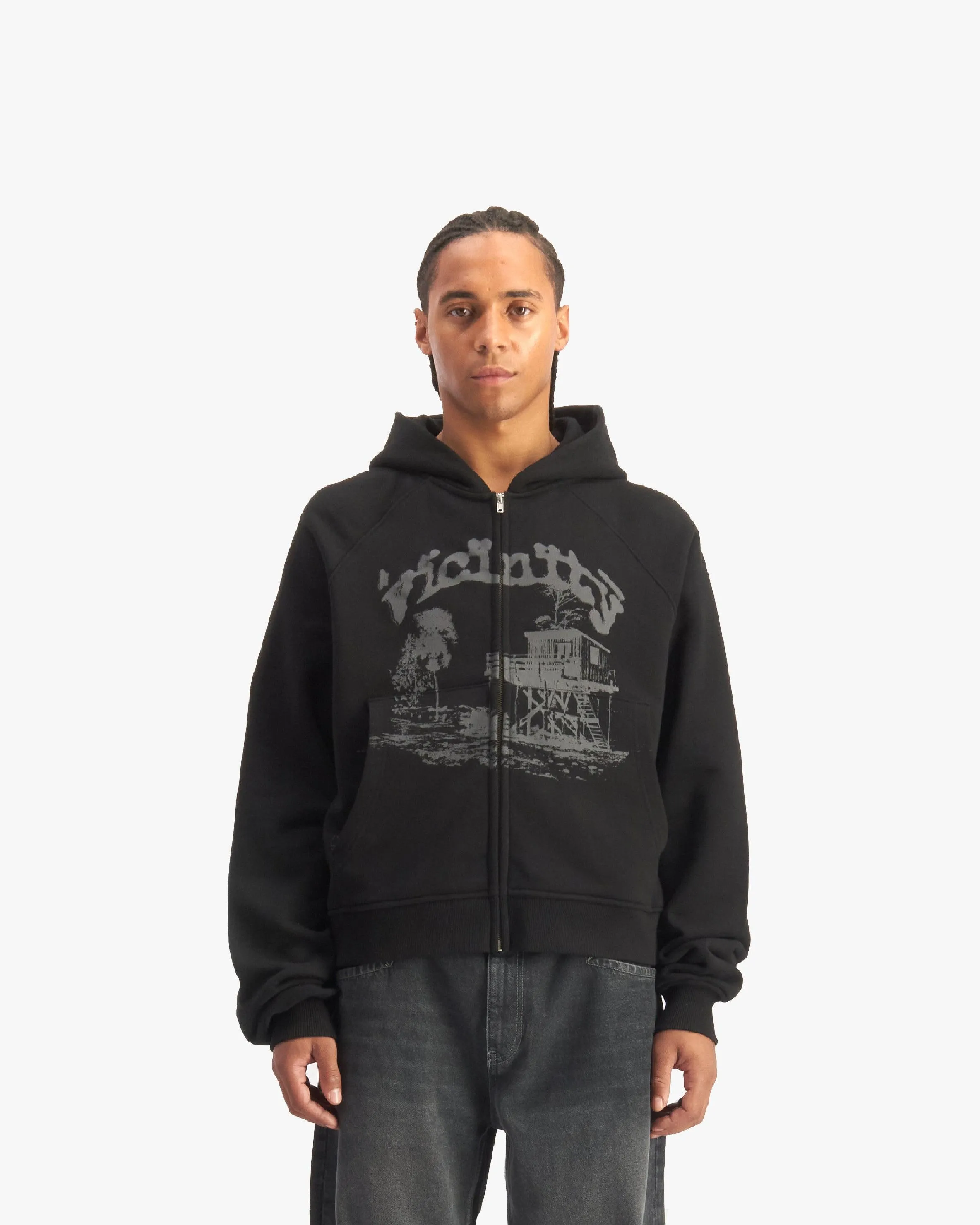 SHOOTING HOUSE ZIP HOODIE BLACK sold by vicinity product image thumbnail 2