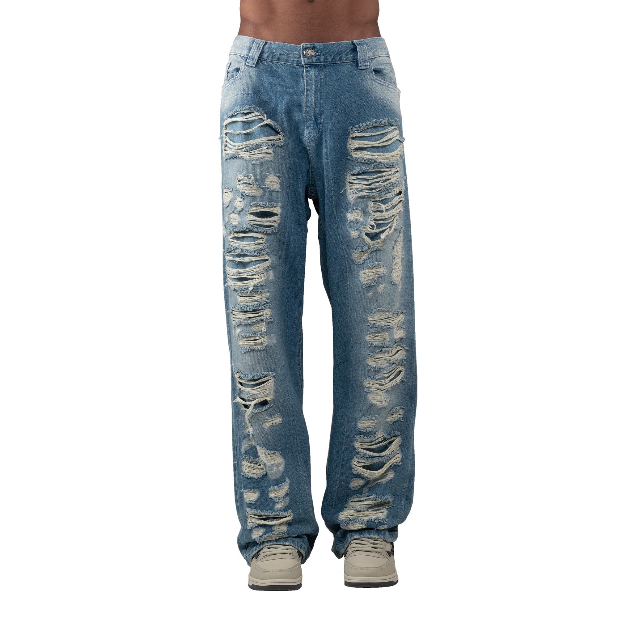 DISTRESSED DENIM LIGHT BLUE / CREAM sold by vicinity