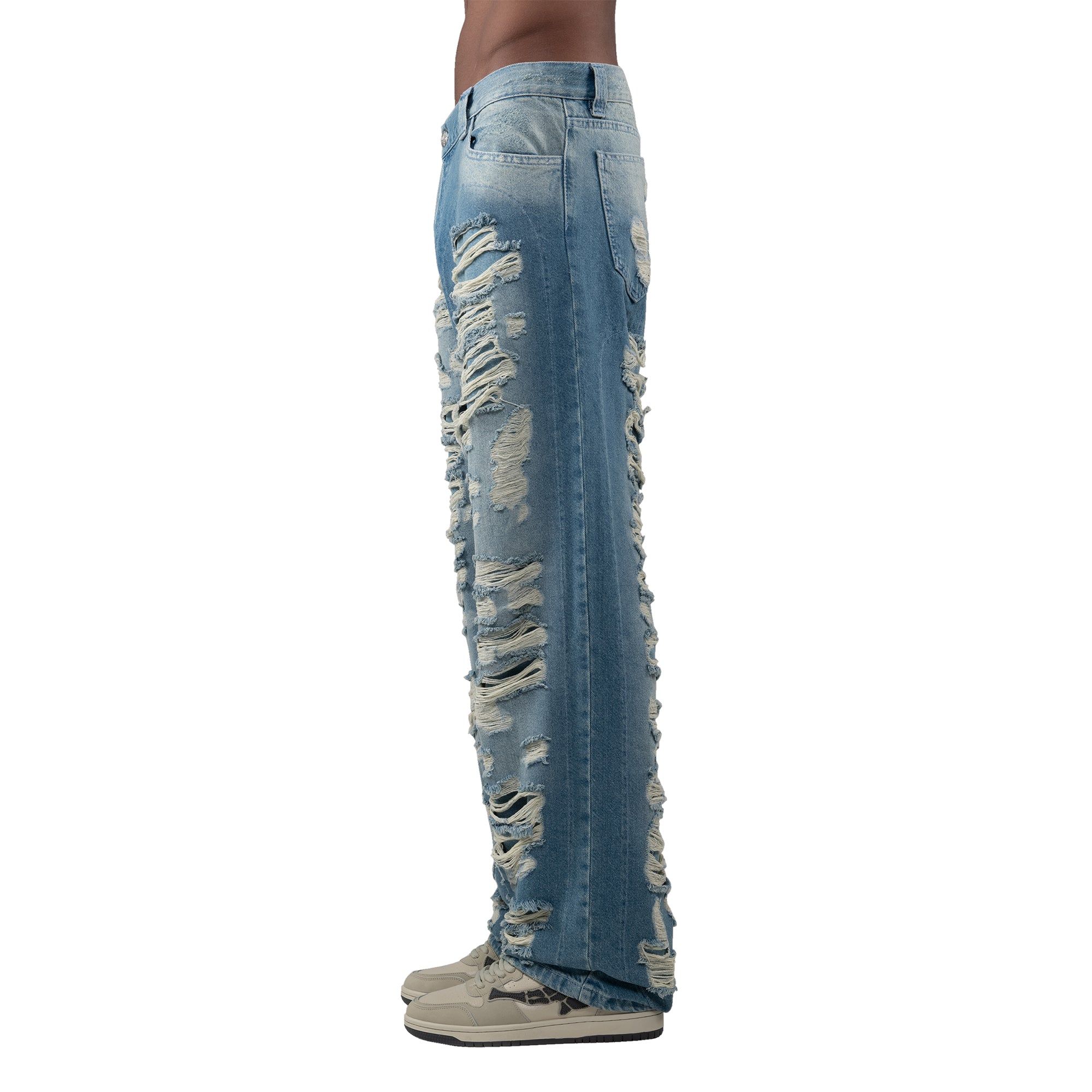 DISTRESSED DENIM LIGHT BLUE / CREAM sold by vicinity product image thumbnail 4