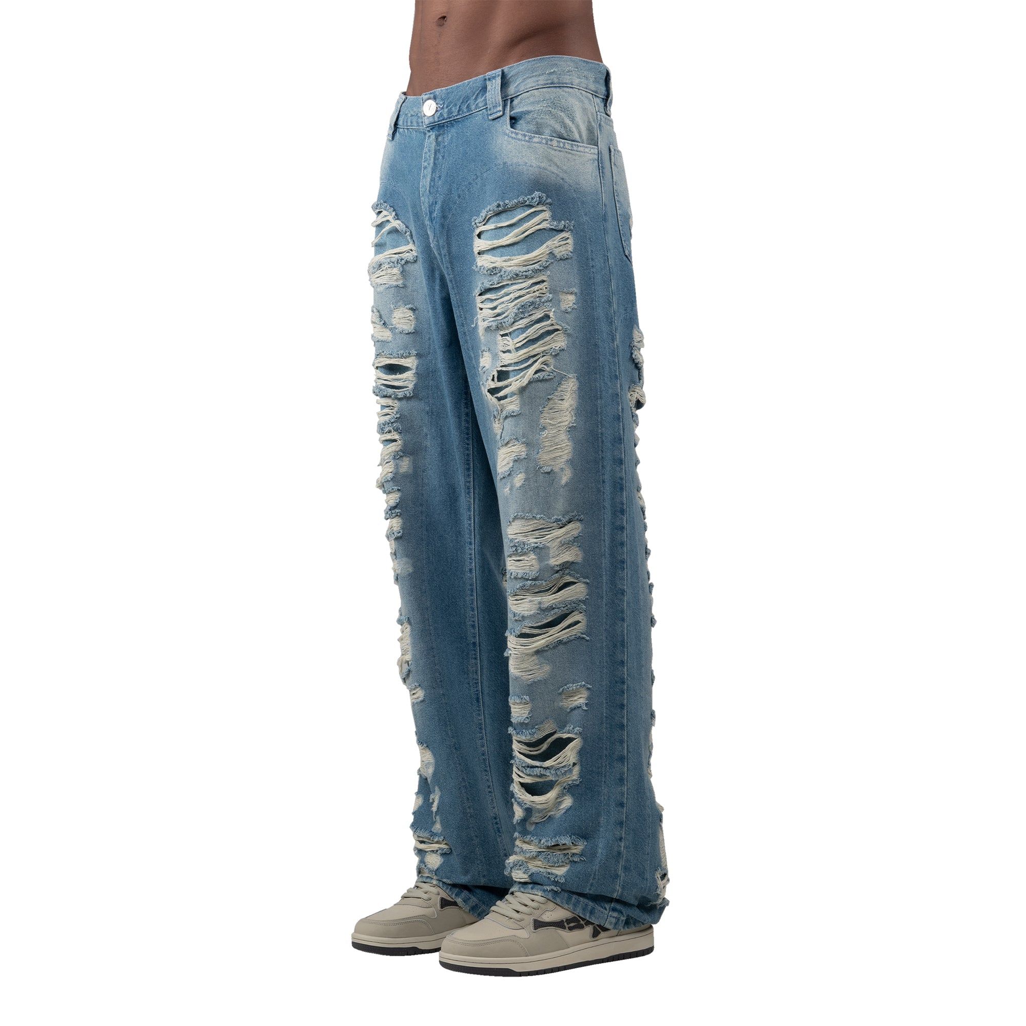 DISTRESSED DENIM LIGHT BLUE / CREAM sold by vicinity product image thumbnail 3