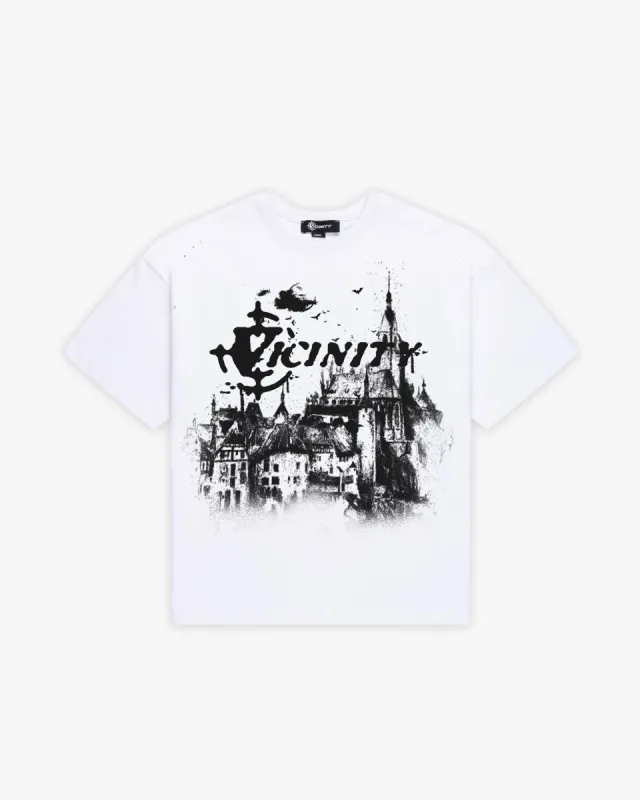 HAUNTED HOUSE TEE WHITE sold by vicinity