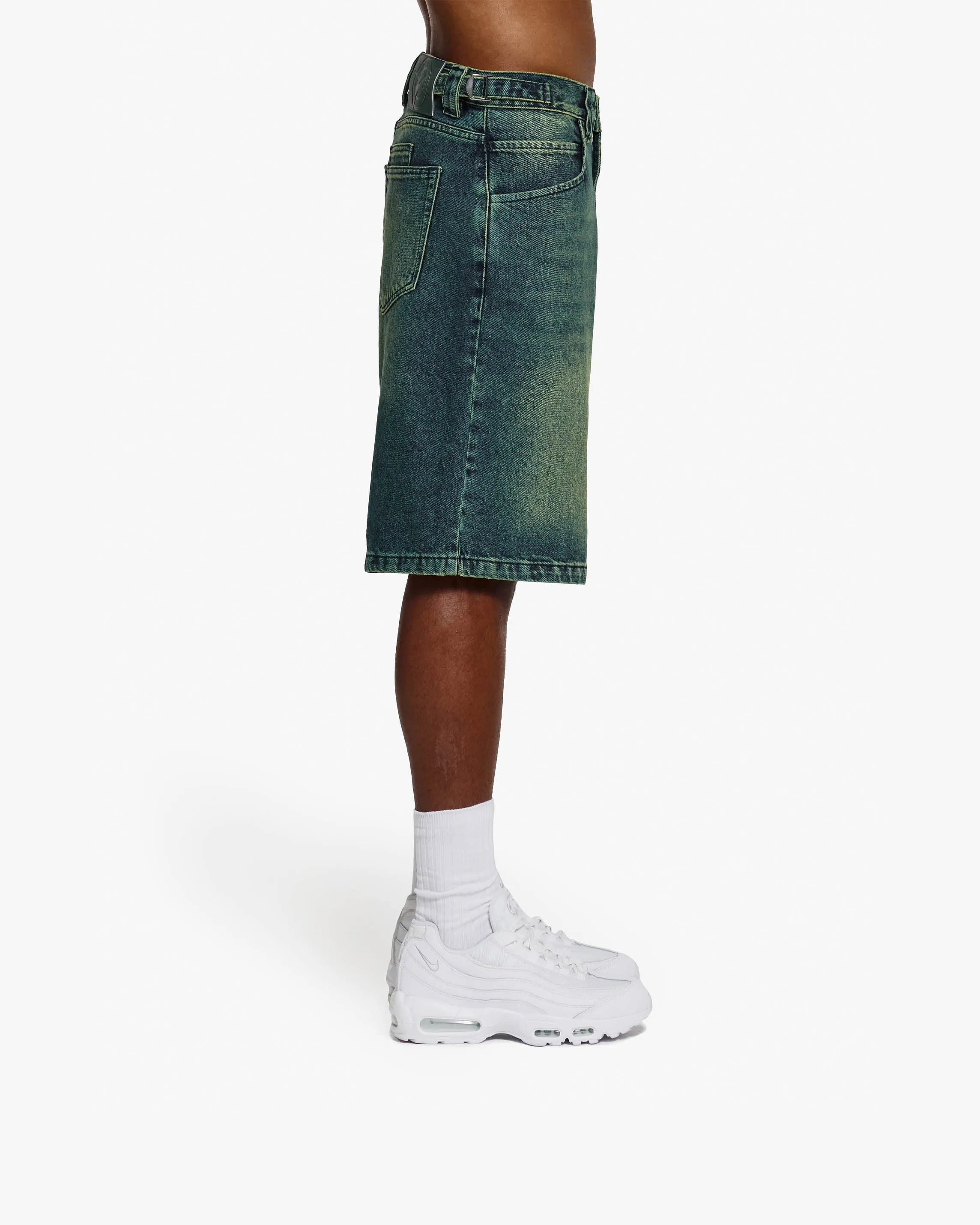 GREEN TINTED DENIM JORTS sold by vicinity product image thumbnail 4