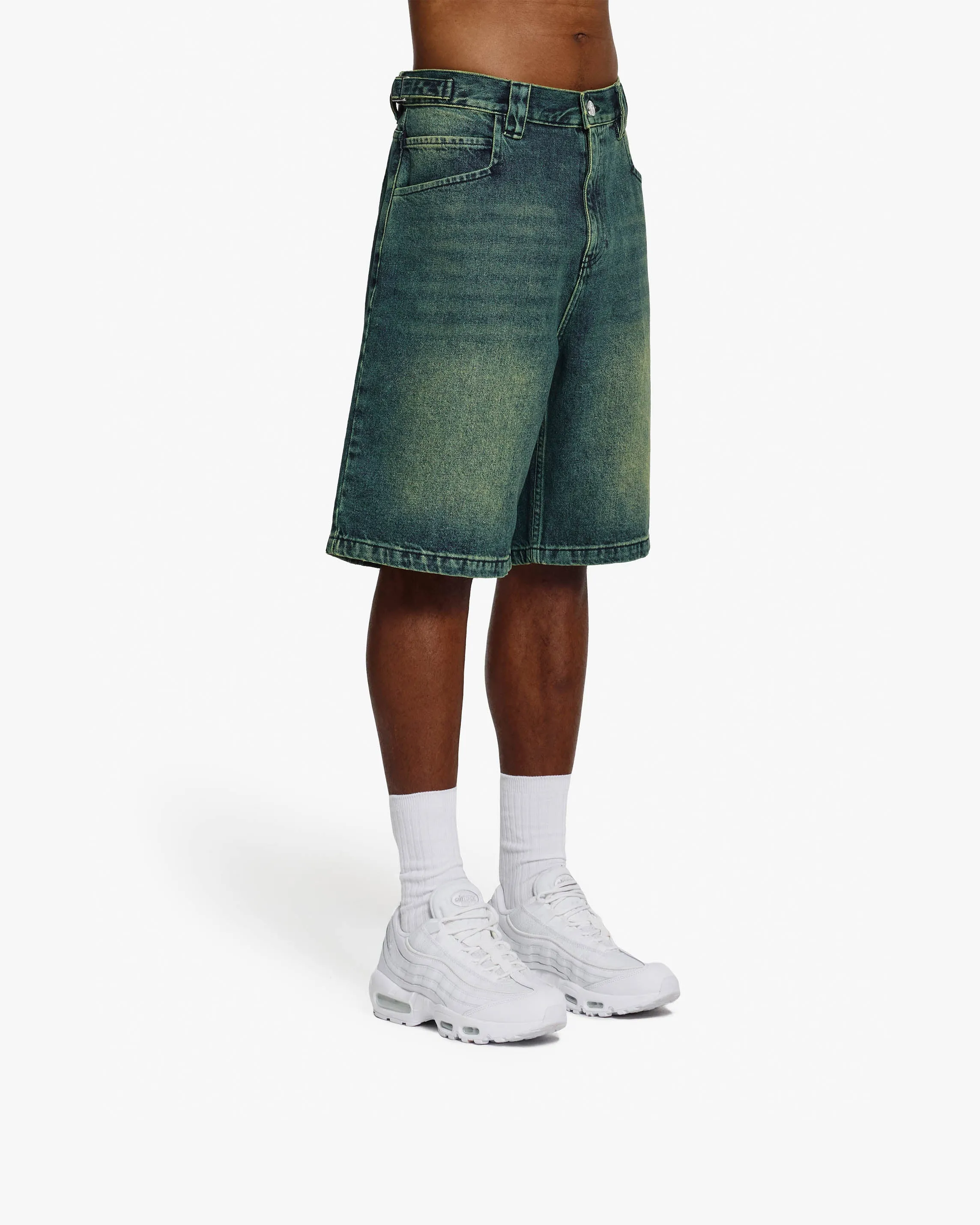 GREEN TINTED DENIM JORTS sold by vicinity product image thumbnail 3