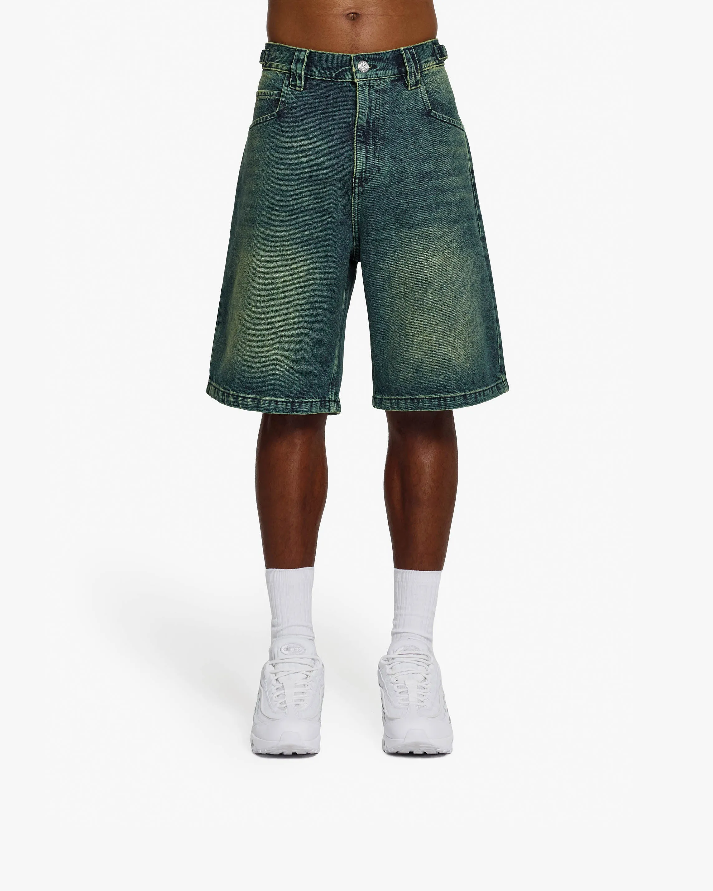 GREEN TINTED DENIM JORTS sold by vicinity product image thumbnail 2