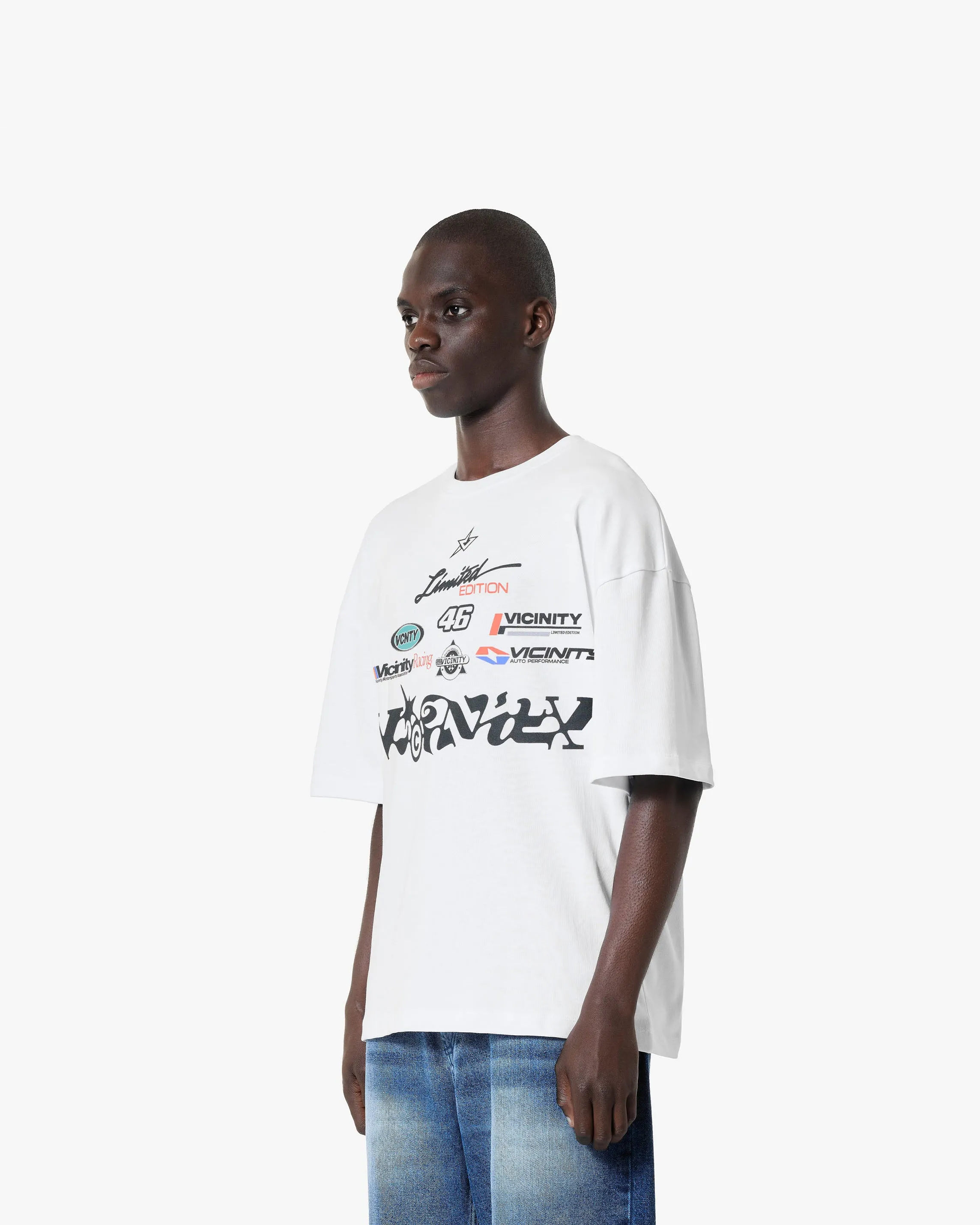 RACING LOGOS TEE WHITE sold by vicinity product image thumbnail 3