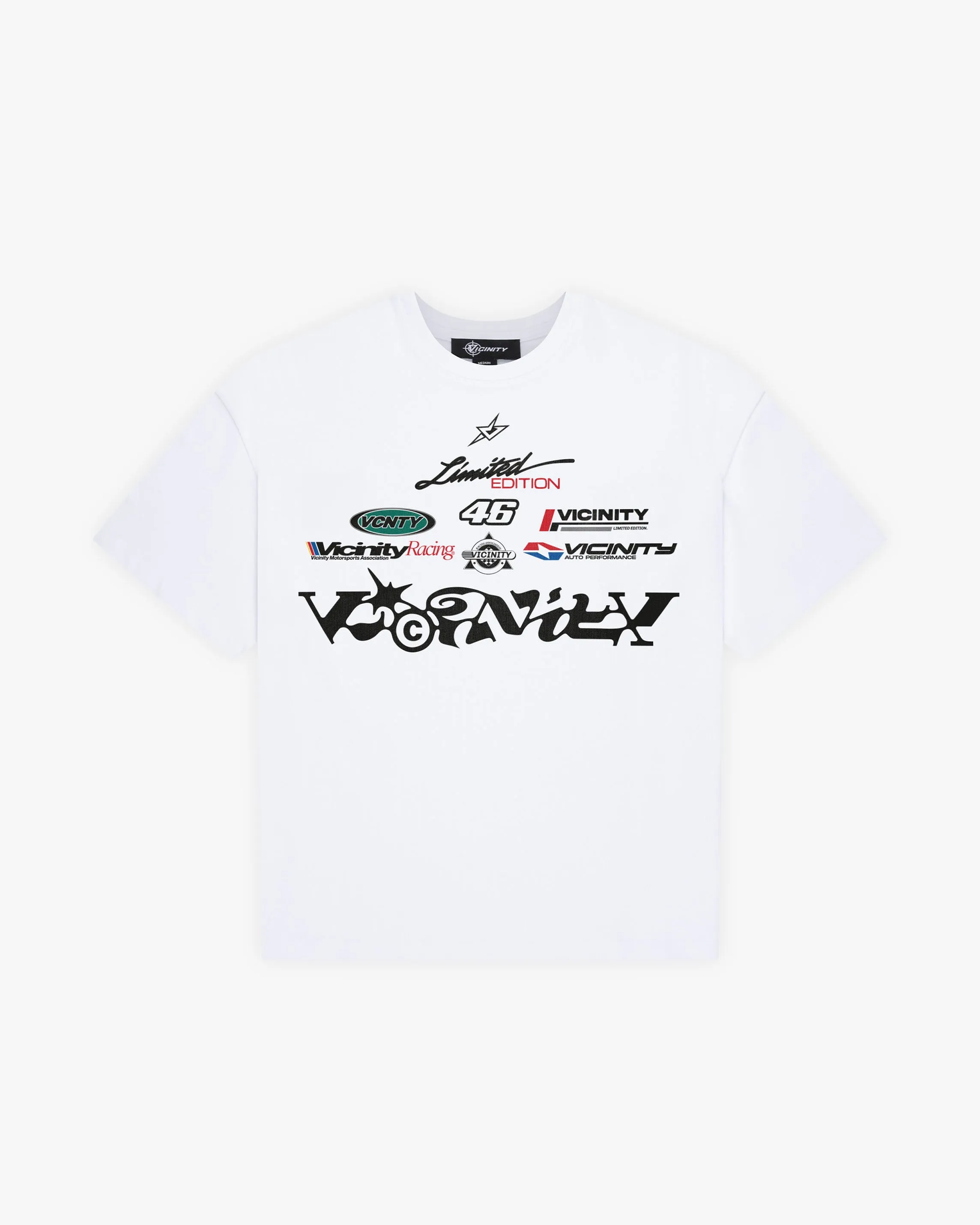 RACING LOGOS TEE WHITE sold by vicinity