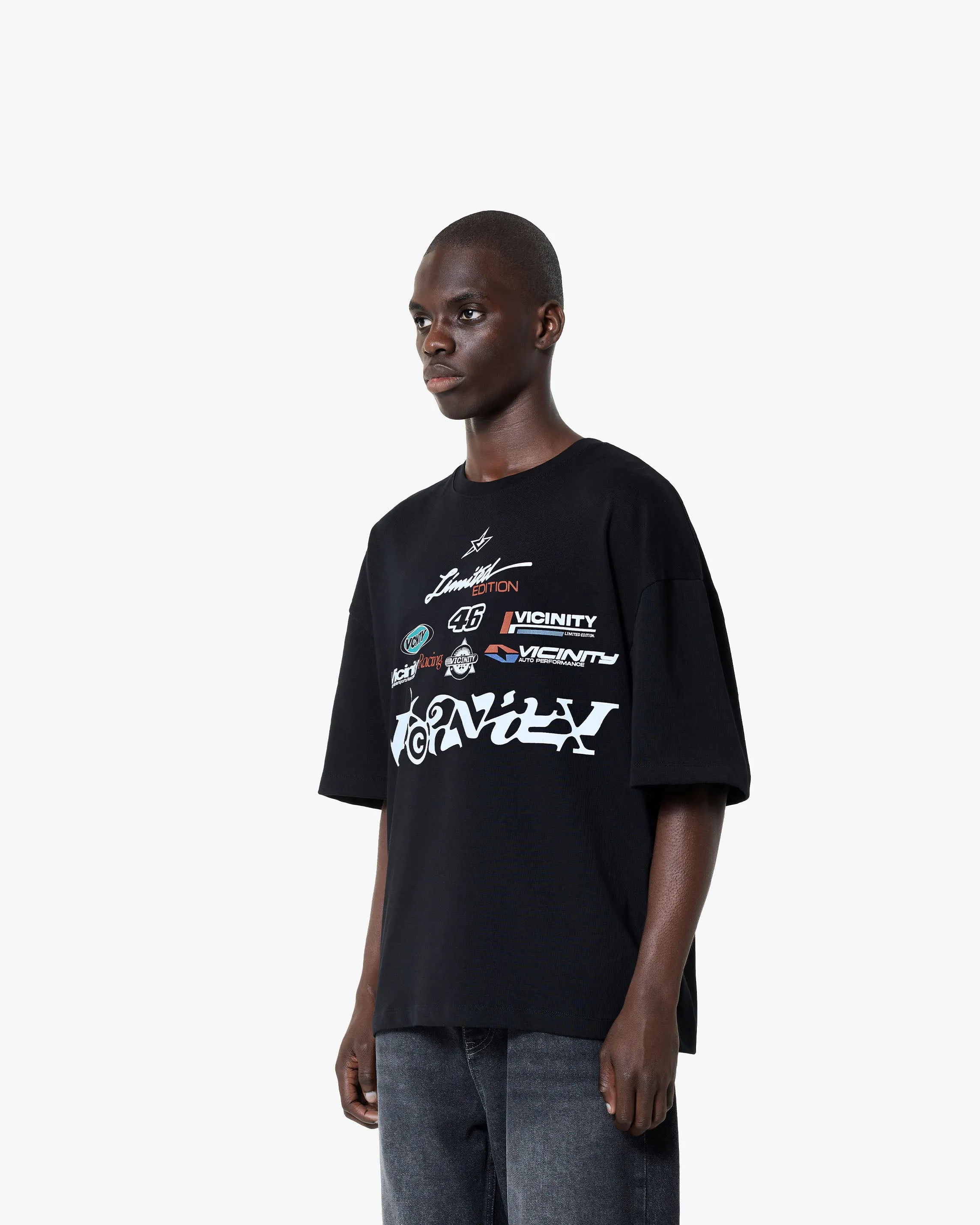 RACING LOGOS TEE BLACK sold by vicinity product image thumbnail 3