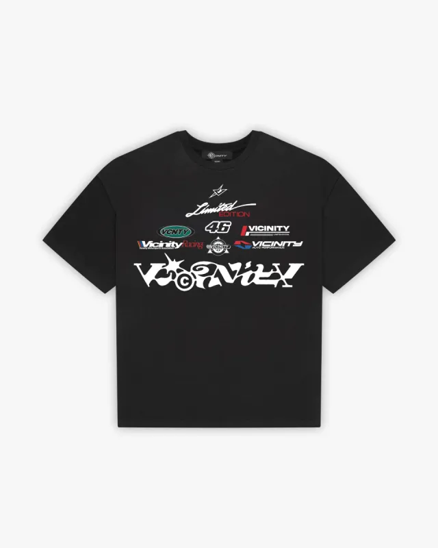 RACING LOGOS TEE BLACK sold by vicinity