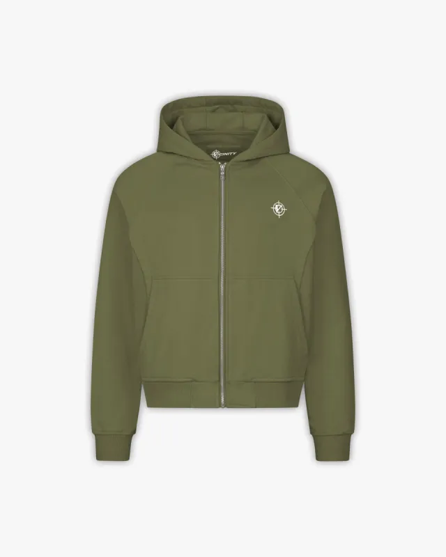 INSIDE OUT ZIP HOODIE KHAKI sold by vicinity