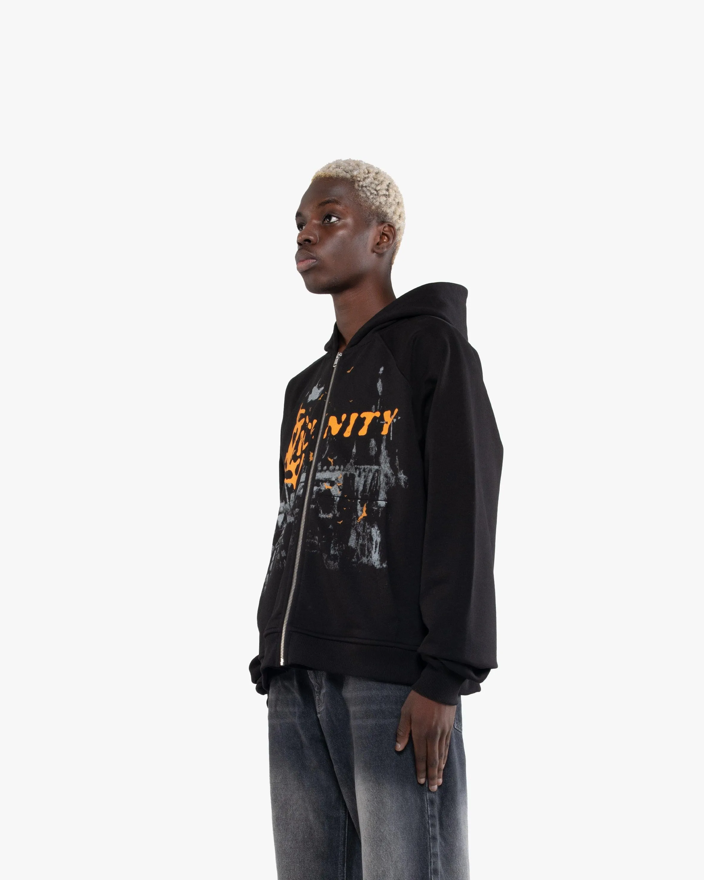 HAUNTED HOUSE ZIP HOODIE BLACK sold by vicinity product image thumbnail 3