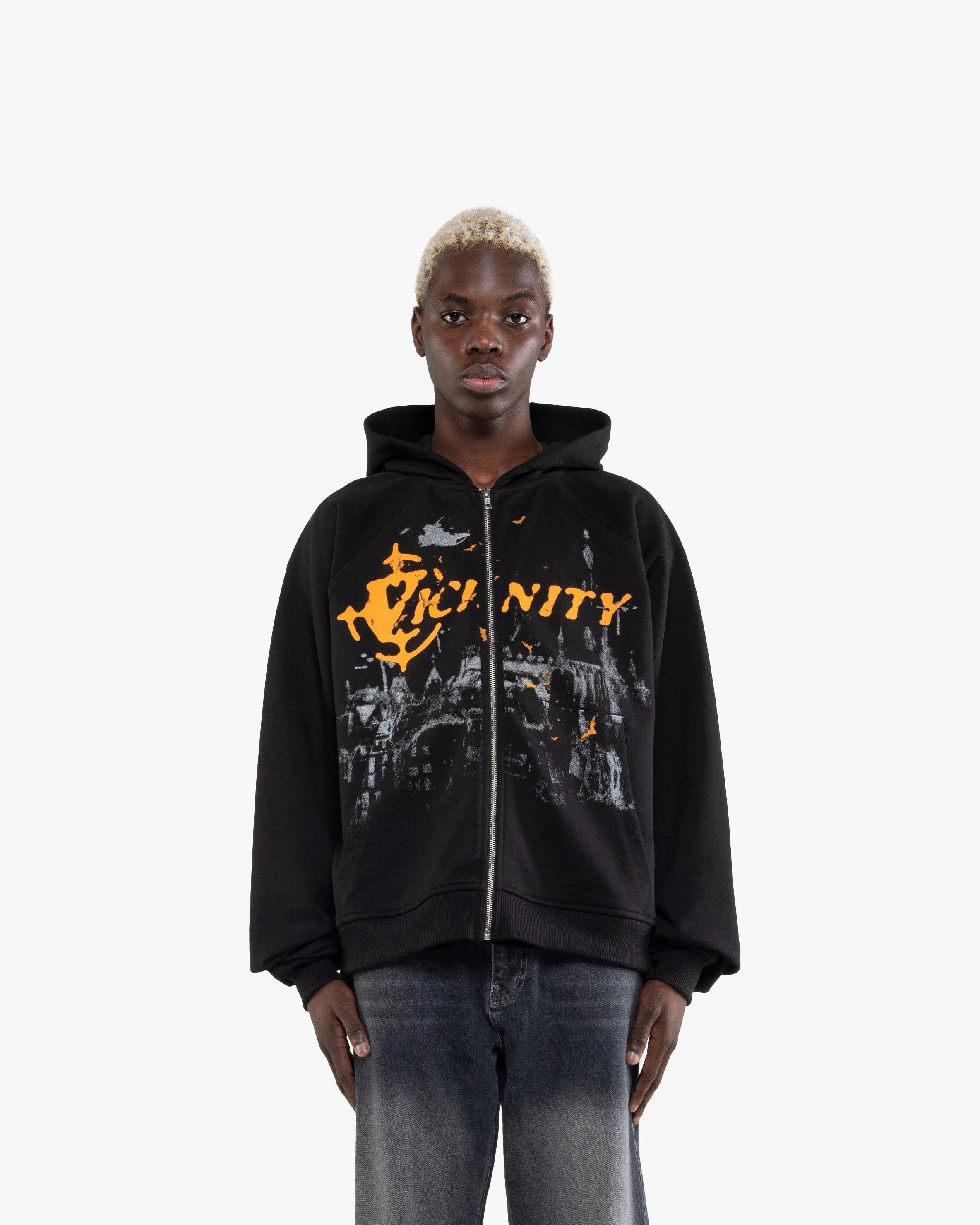 HAUNTED HOUSE ZIP HOODIE BLACK sold by vicinity product image thumbnail 2