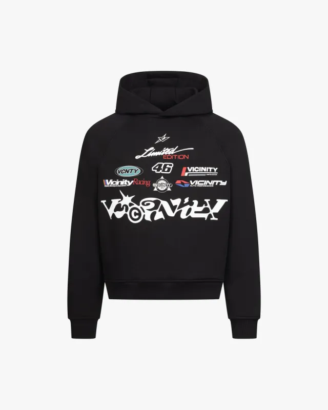 RACING LOGOS HOODIE BLACK sold by vicinity