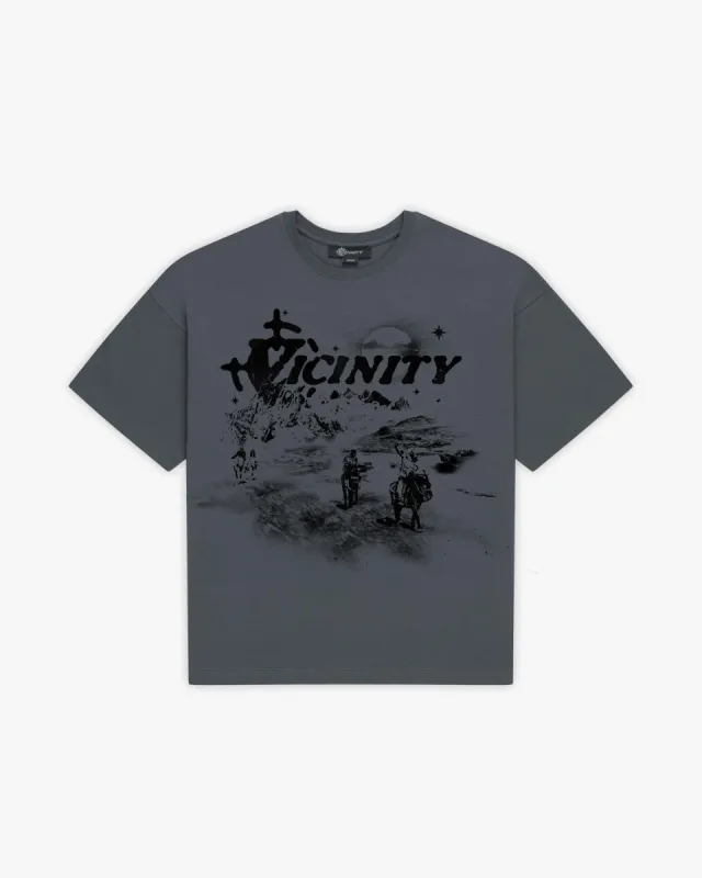 HIDDEN HILLS TEE DARK GREY sold by vicinity