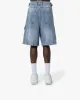BLUE WASHED DENIM CARGO JORTS sold by vicinity