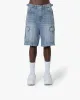 BLUE WASHED DENIM CARGO JORTS sold by vicinity