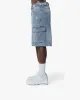 BLUE WASHED DENIM CARGO JORTS sold by vicinity