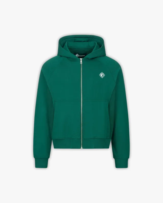 INSIDE OUT ZIP HOODIE FORREST GREEN sold by vicinity