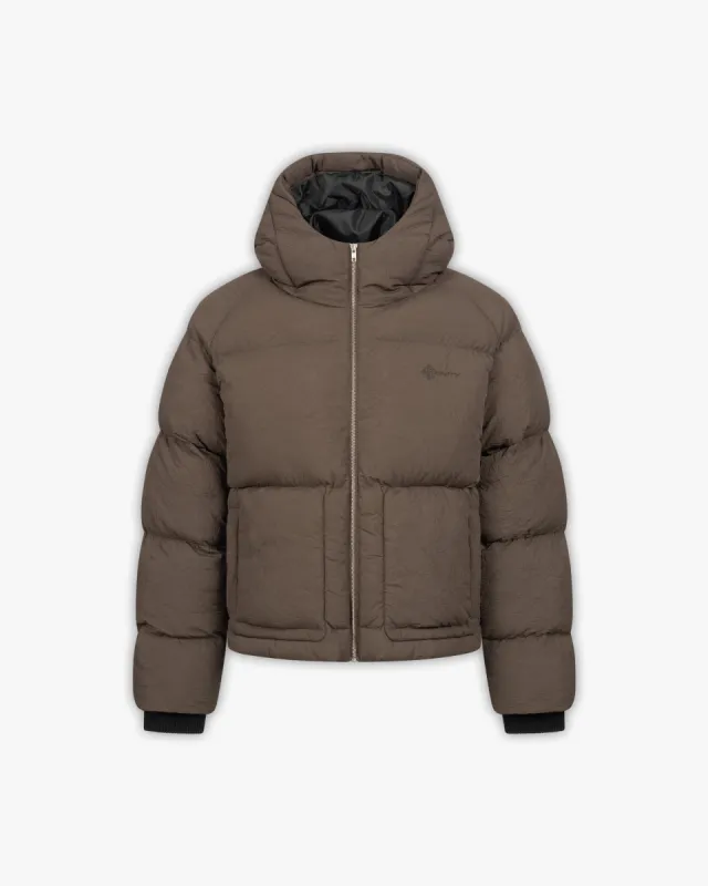 WMNS) adidas originals Short Down Puffer Jacket 'Brown