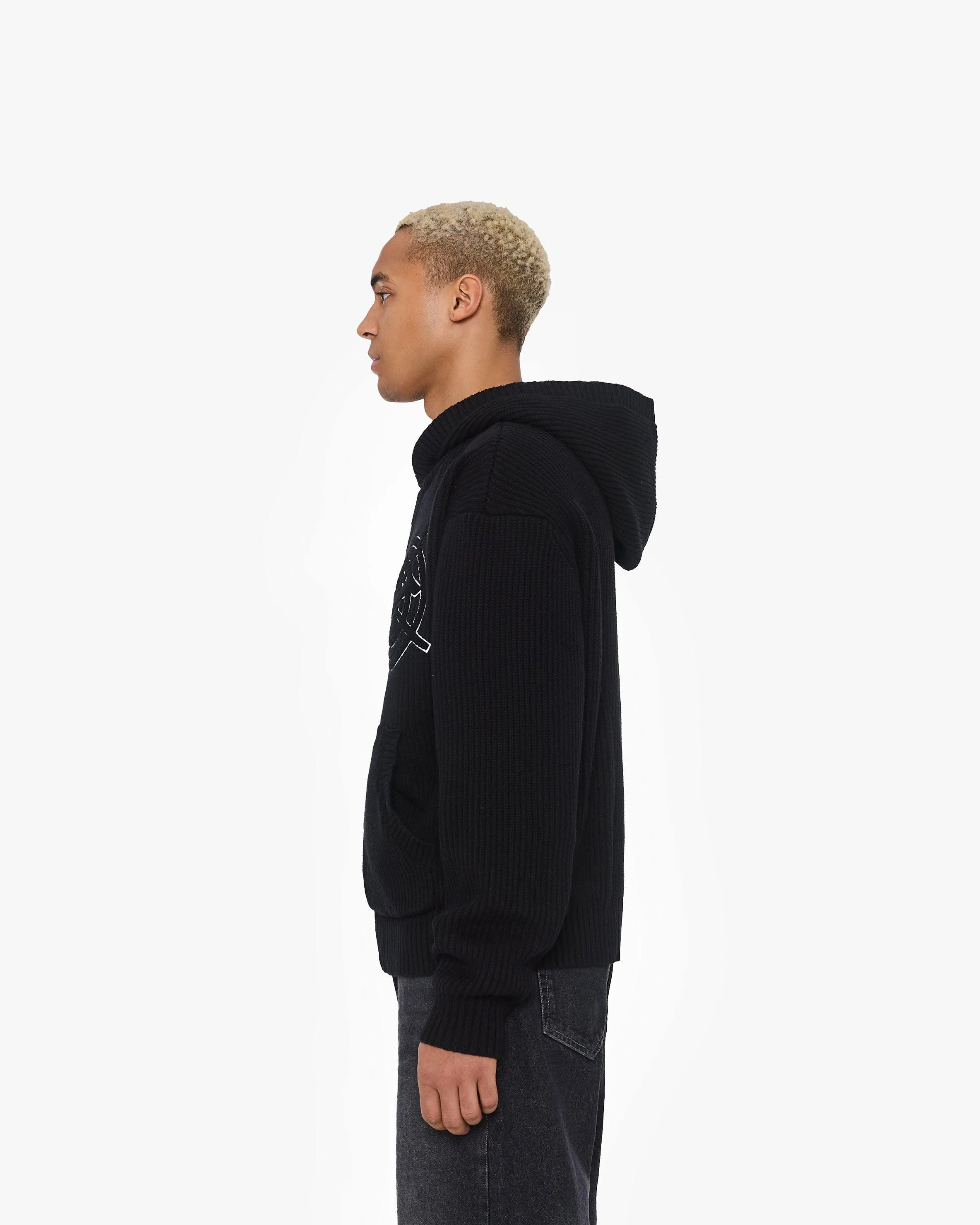 V-LOGO KNIT ZIP HOODIE BLACK sold by vicinity product image thumbnail 5