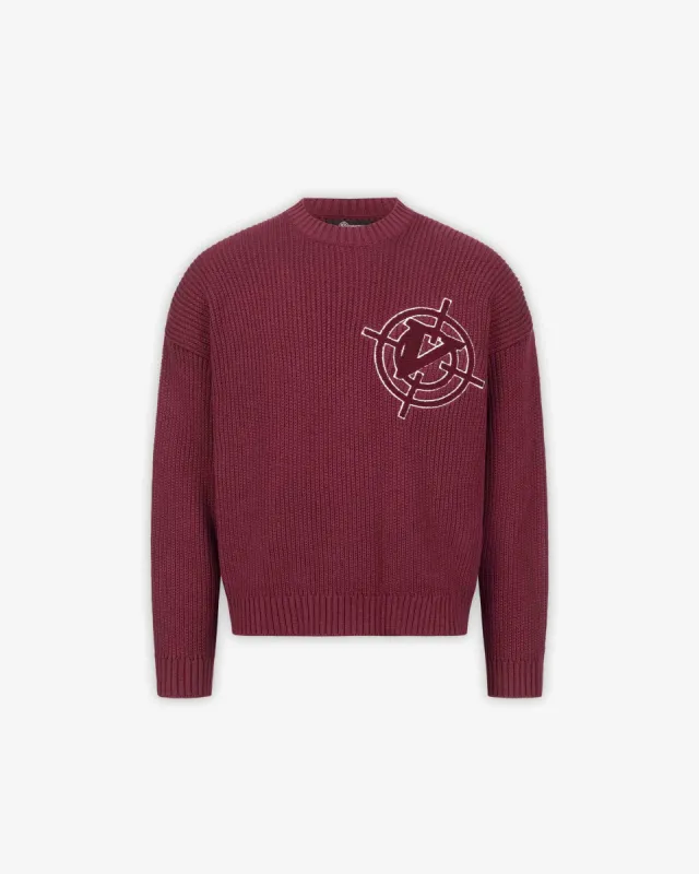 V-LOGO KNITWEAR DARK CHERRY sold by vicinity