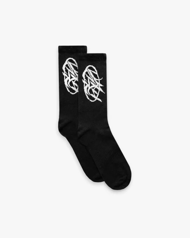 SCRIPT LOGO SOCKS DOUBLE PACK BLACK sold by vicinity