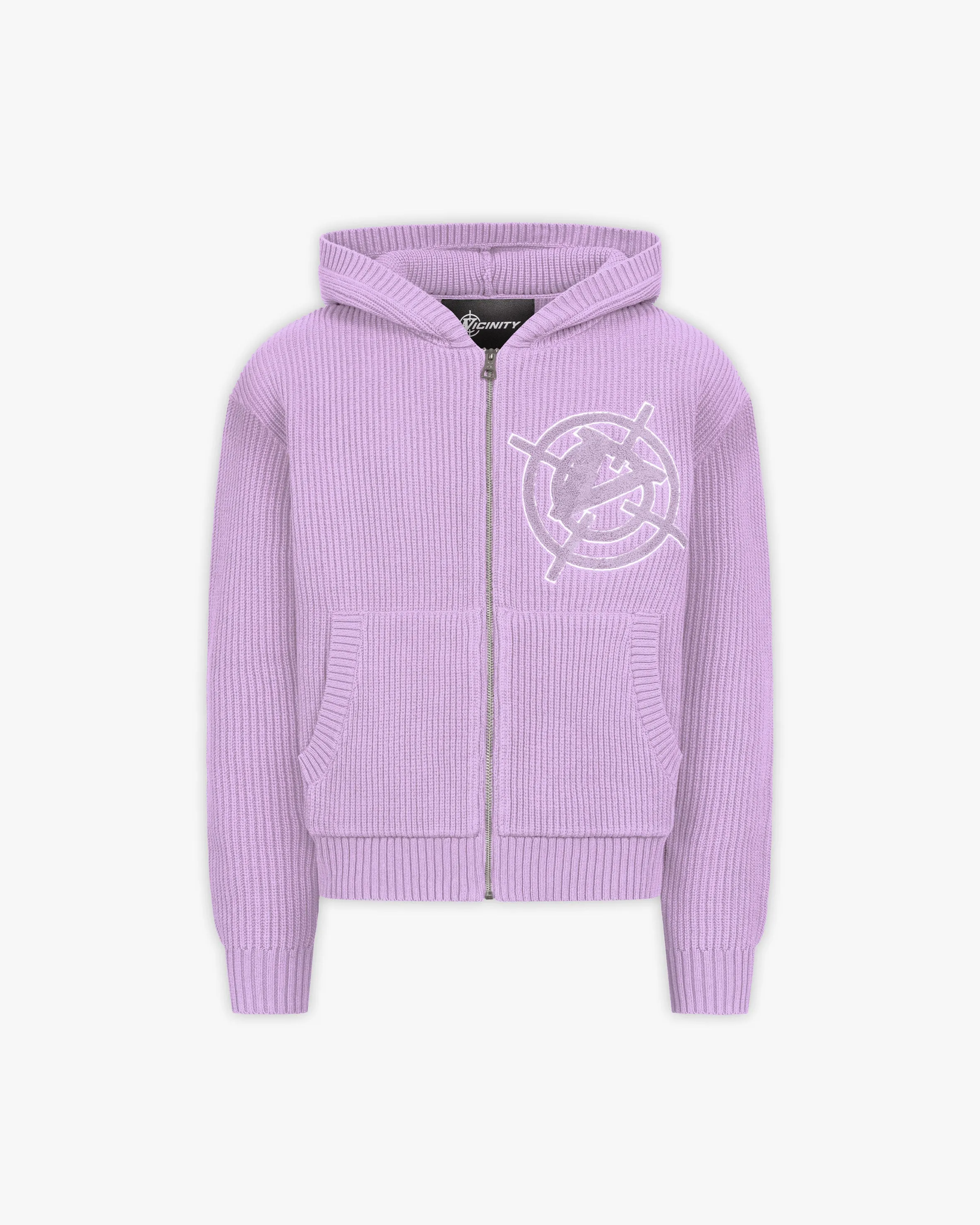 V-LOGO KNIT ZIP HOODIE LAVENDER sold by vicinity