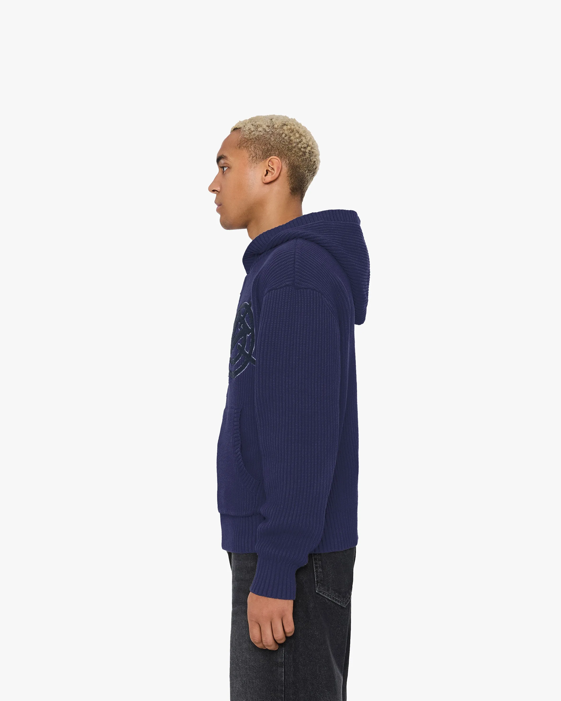 V-LOGO KNIT ZIP HOODIE NAVY sold by vicinity product image thumbnail 5